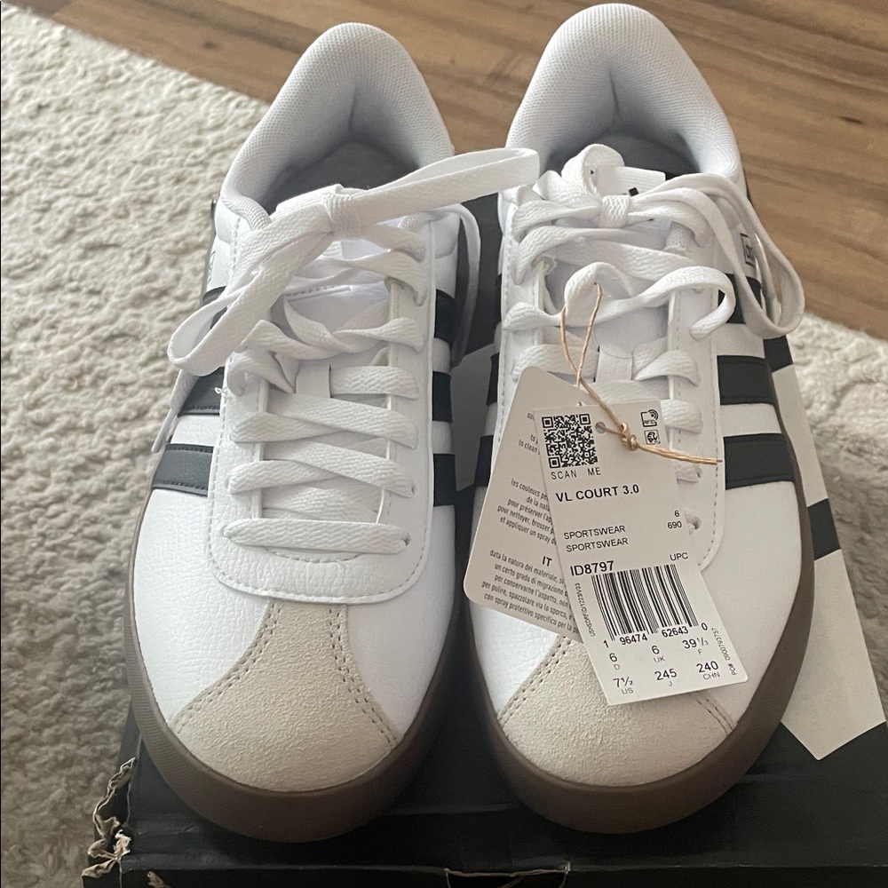 Adidas VL Court 3.0 White and Black Sneakers